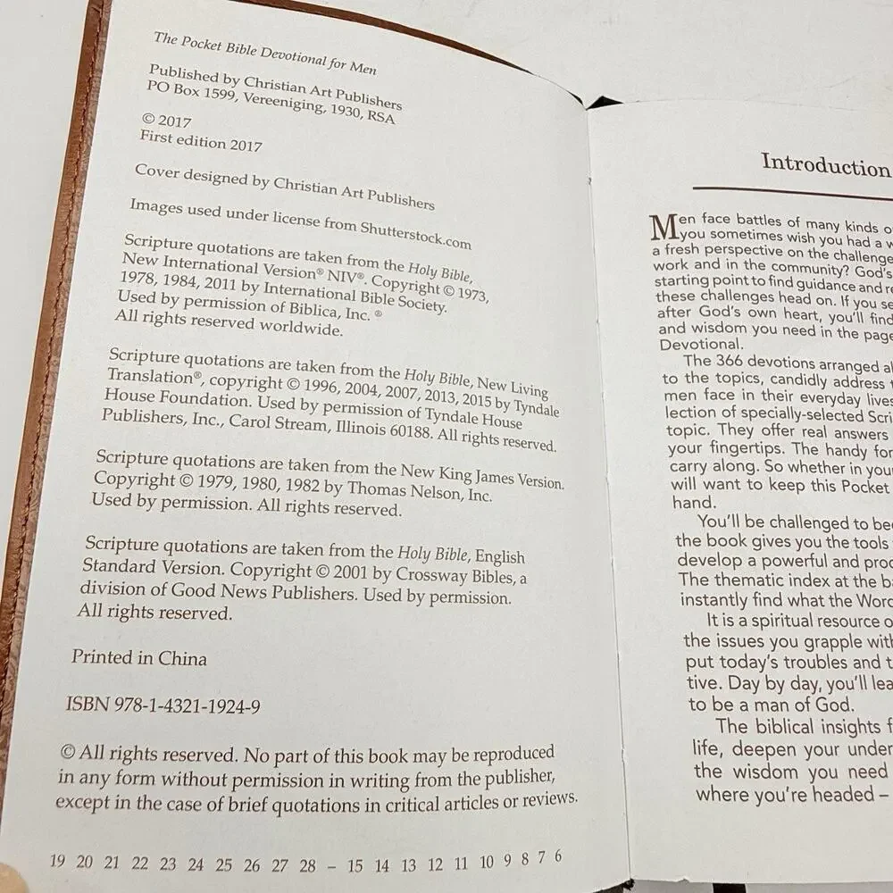 Pocket Bible Devotional for Men Imitation Leather First edition 2017